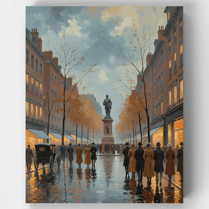 Parisian Street Scene with Monument - Paint by Numbers Kit
