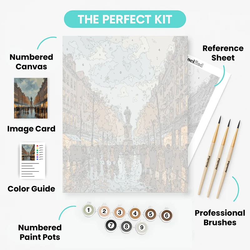 Parisian Street Scene with Monument - Paint by Numbers Kit