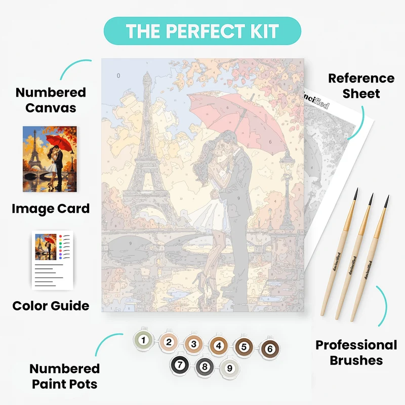Romantic Paris Autumn Scene - Paint by Numbers Kit