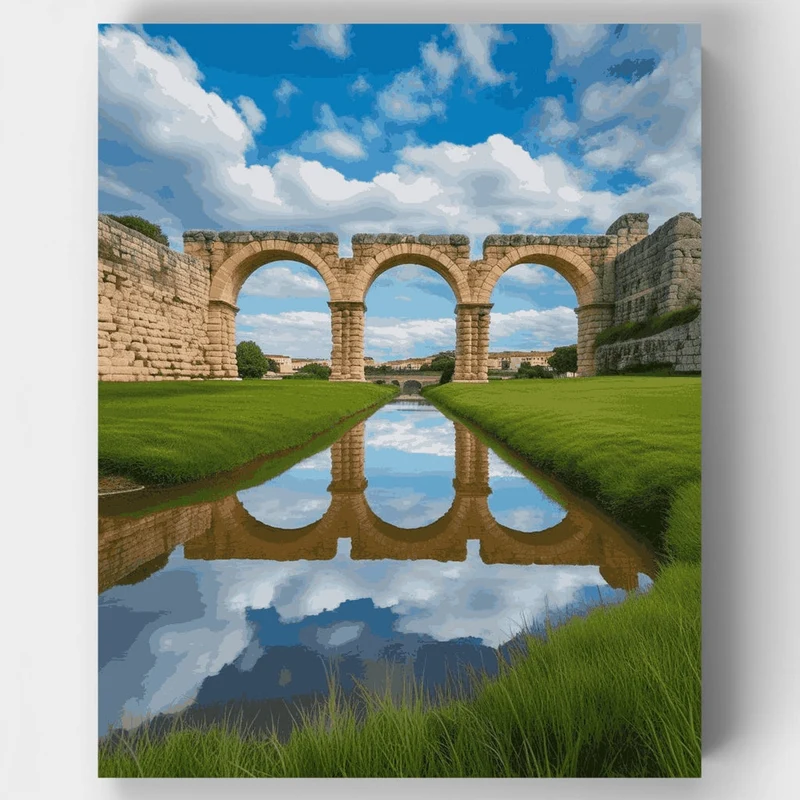 Ancient Roman Aqueduct Reflection - Paint by Numbers Kit
