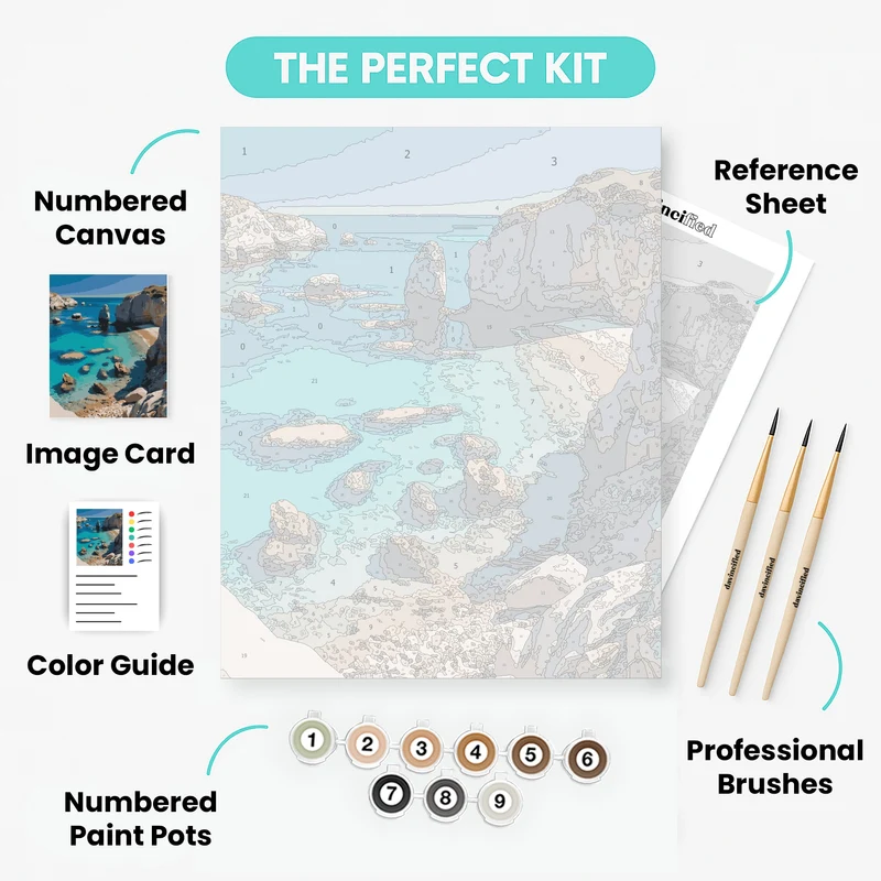 Turquoise Paradise Cove - Paint by Numbers Kit