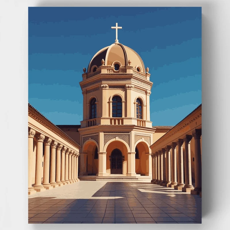 Byzantine Church Courtyard - Paint by Numbers Kit