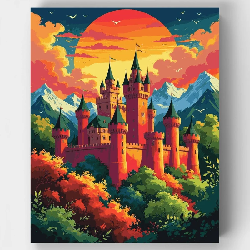 Enchanted Mountain Castle - Paint by Numbers Kit