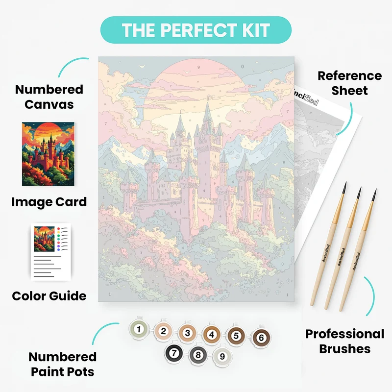 Enchanted Mountain Castle - Paint by Numbers Kit