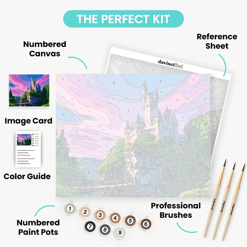 Fairytale Castle at Purple Sunset - Paint by Numbers Kit