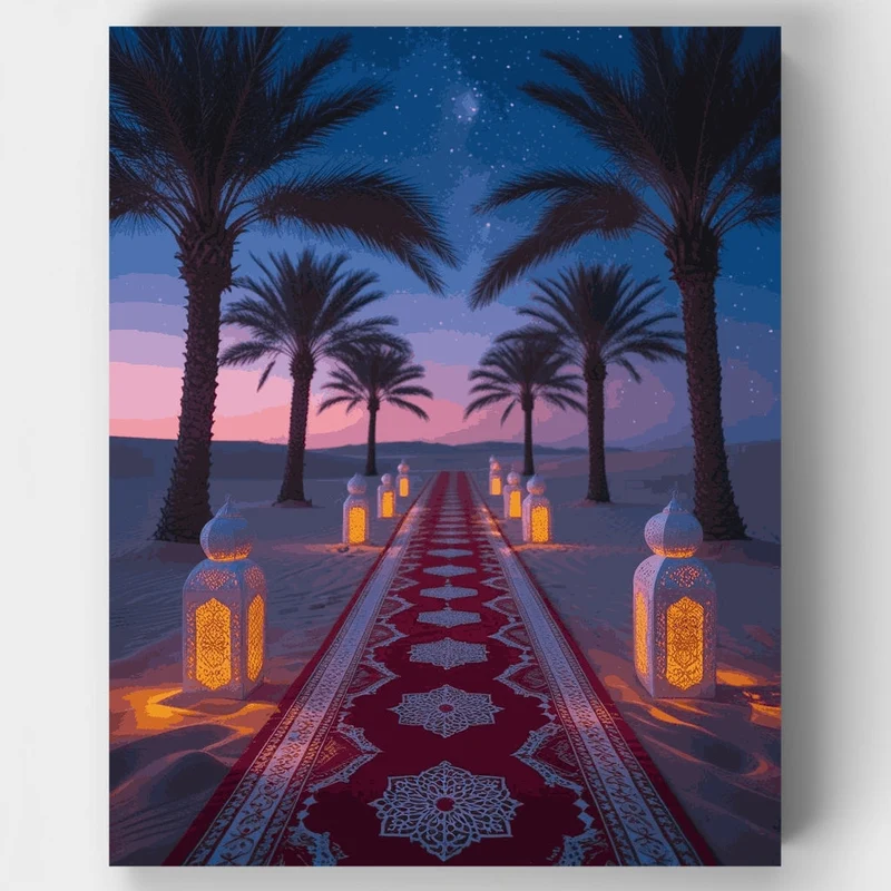 Desert Oasis Under Starlit Sky - Paint by Numbers Kit
