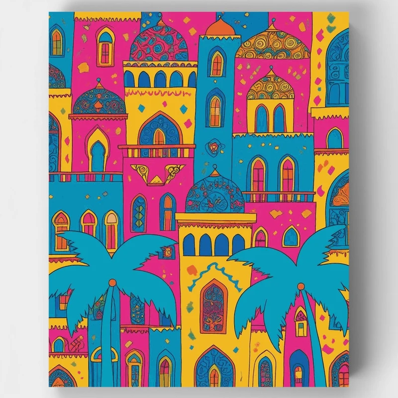 Moroccan Architecture Cityscape - Paint by Numbers Kit
