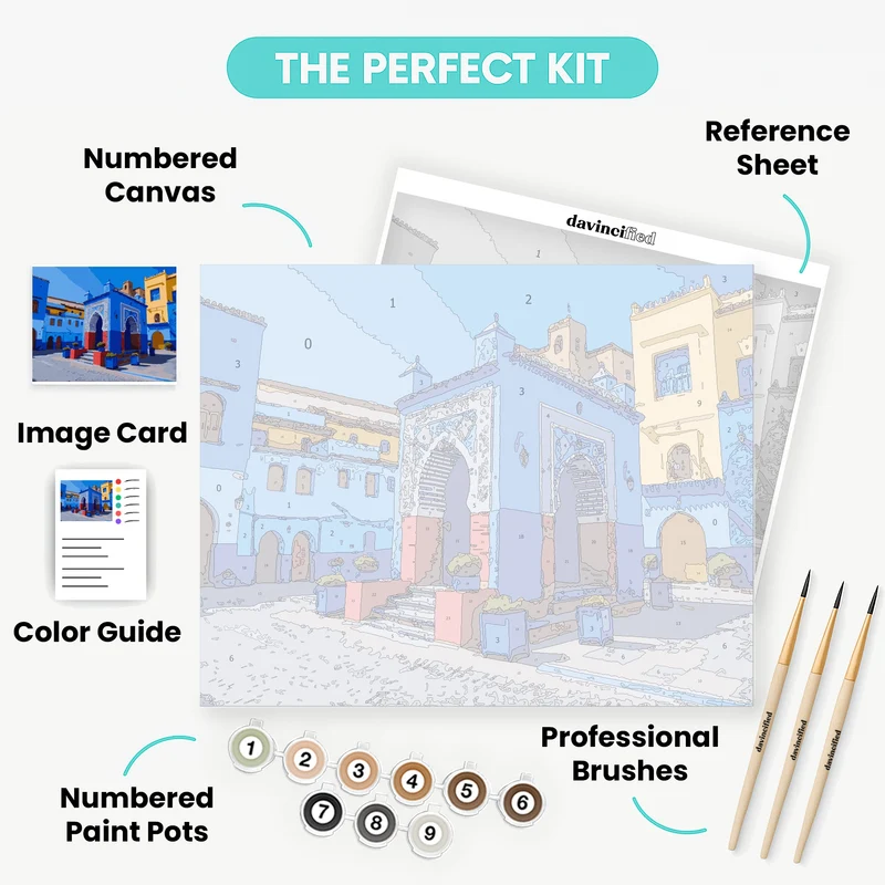 Moroccan Blue City Architecture - Paint by Numbers Kit