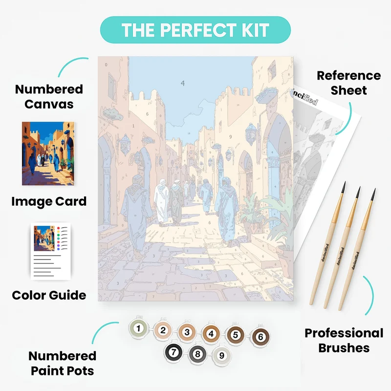 Moroccan Medina Street Scene - Paint by Numbers Kit