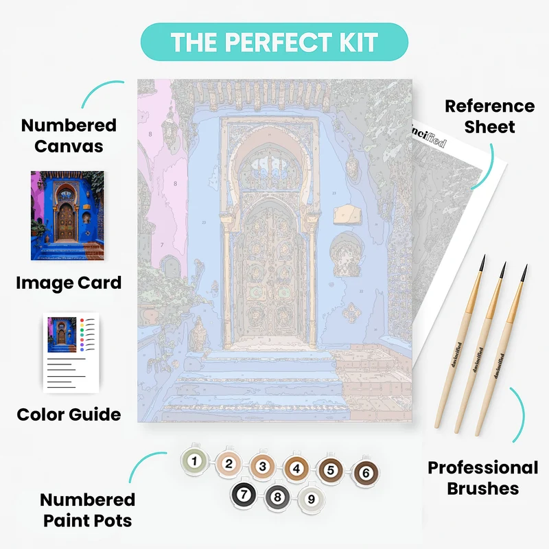 Moroccan Blue Courtyard Door - Paint by Numbers Kit