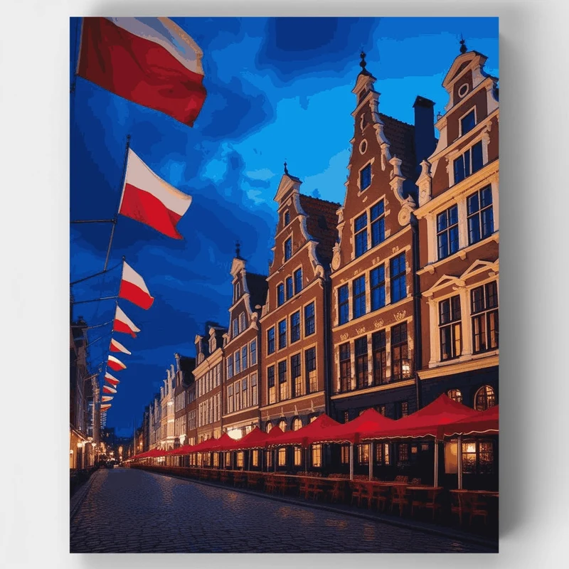 Belgian Historic Architecture Evening - Paint by Numbers Kit