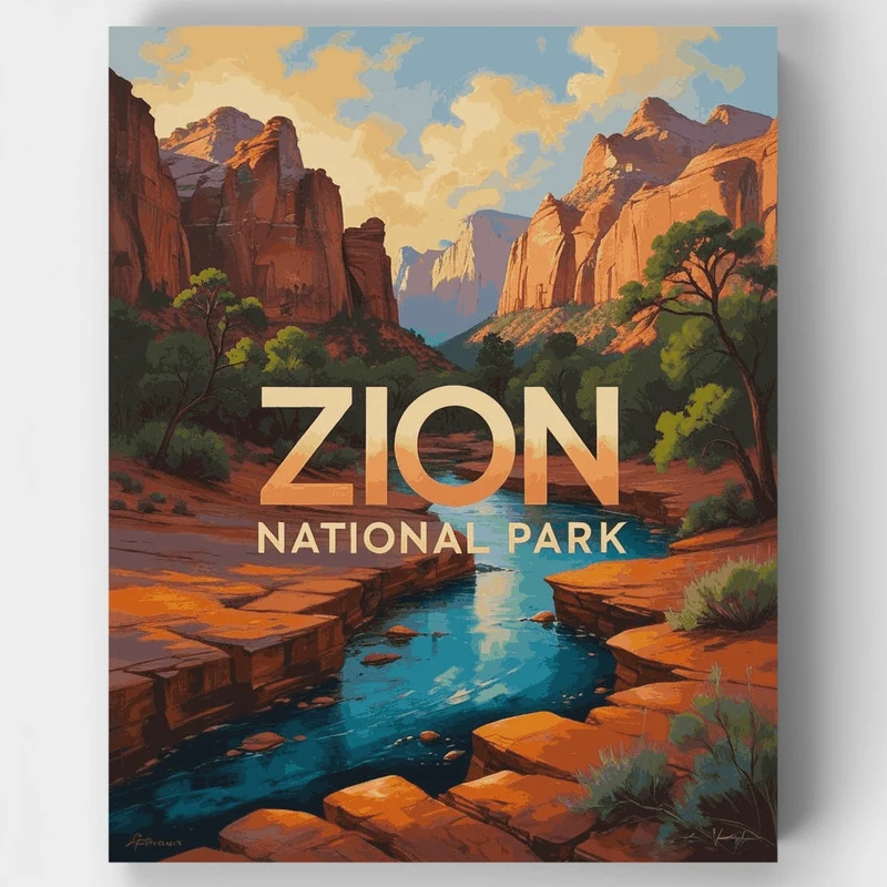 Zion River Canyon - Paint by Numbers Kit