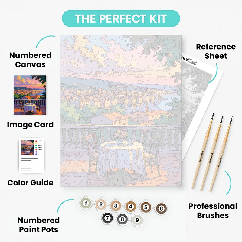 Mediterranean Sunset Terrace - Paint by Numbers Kit