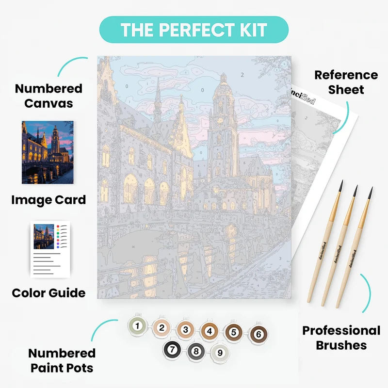 Bruges Cathedral at Twilight - Paint by Numbers Kit