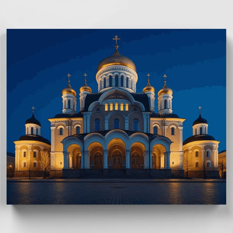 Orthodox Cathedral at Twilight - Paint by Numbers Kit