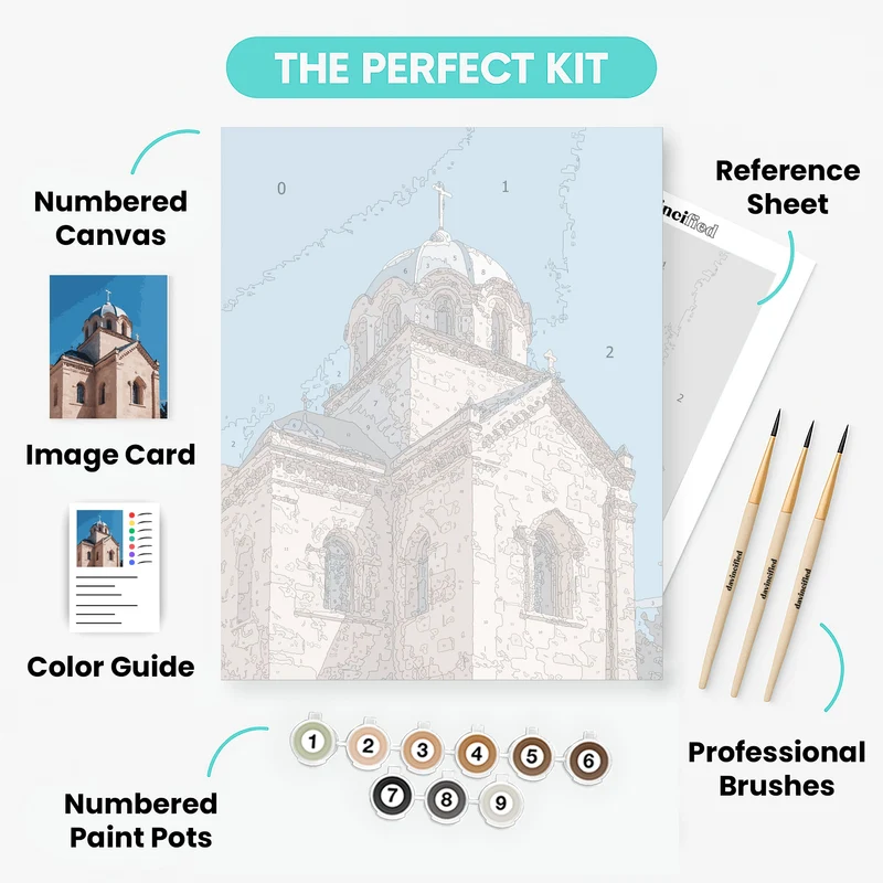 Orthodox Church with Blue Domes - Paint by Numbers Kit