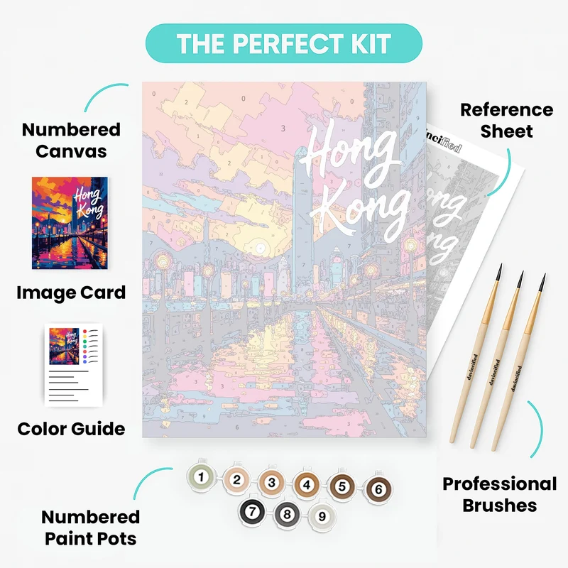 Hong Kong Colorful Waterfront Promenade - Paint by Numbers Kit
