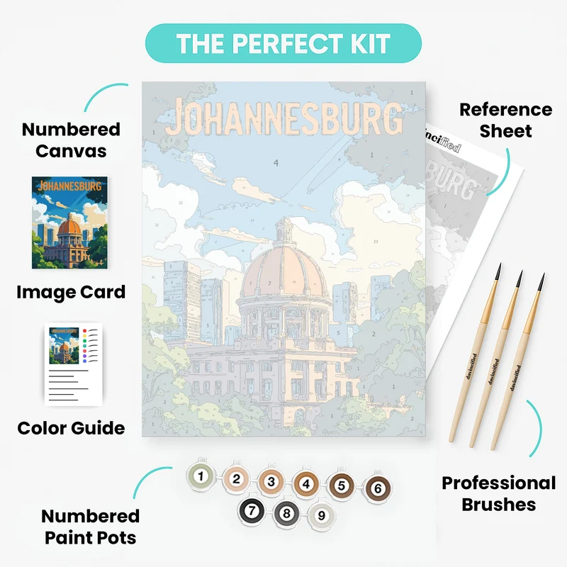 Johannesburg Domed Landmark & City Skyline - Paint by Numbers Kit