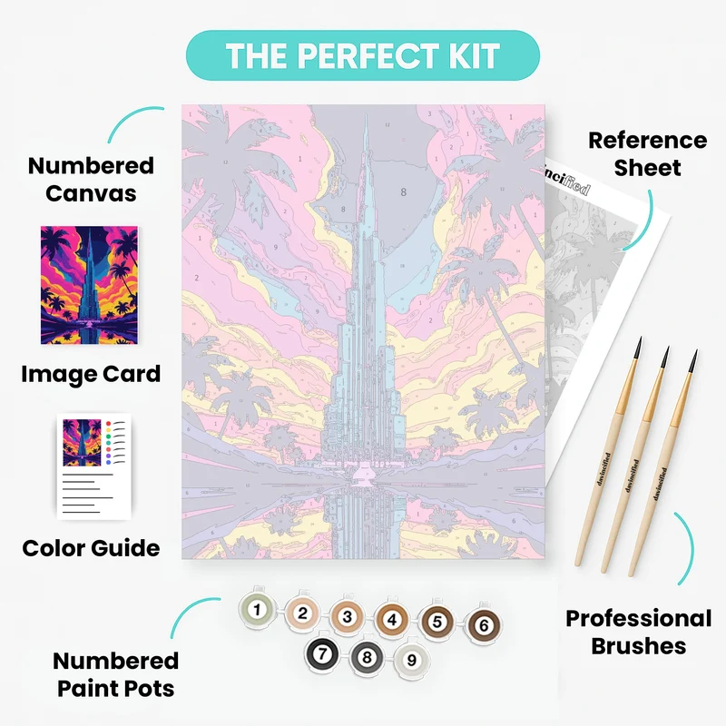 Dubai Burj Khalifa Sunset - Paint by Numbers Kit