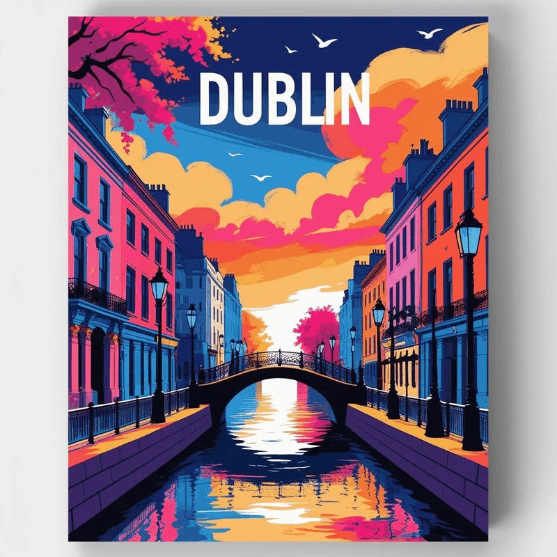 Dublin Vibrant Canal at Sunset - Paint by Numbers Kit