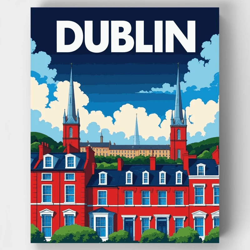 Dublin Georgian Terrace Church Spires - Paint by Numbers Kit