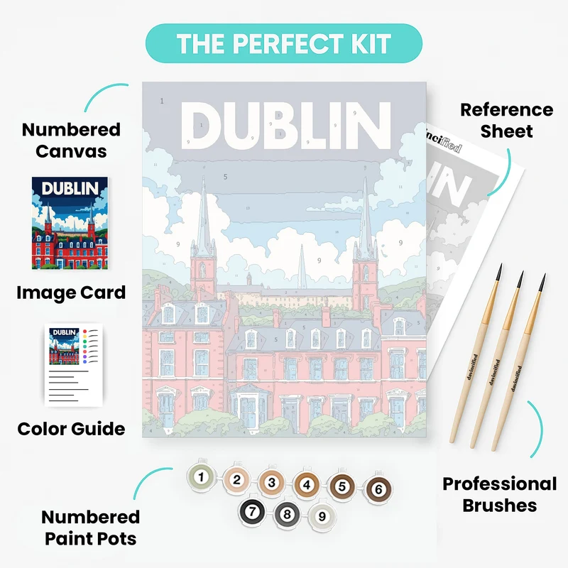 Dublin Georgian Terrace Church Spires - Paint by Numbers Kit