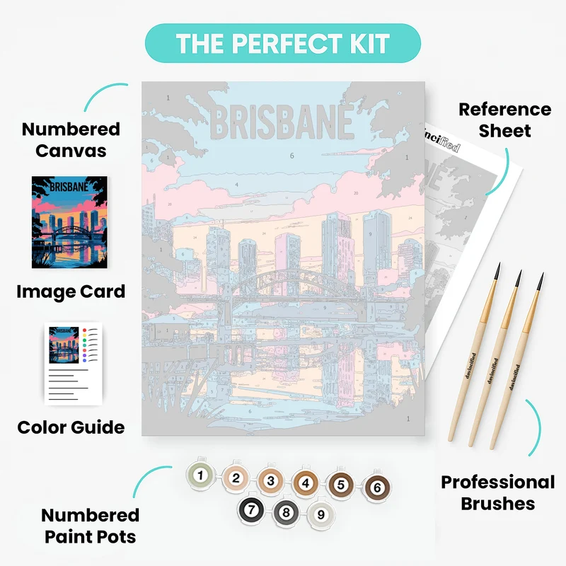 Brisbane Vibrant Riverside Sunset - Paint by Numbers Kit