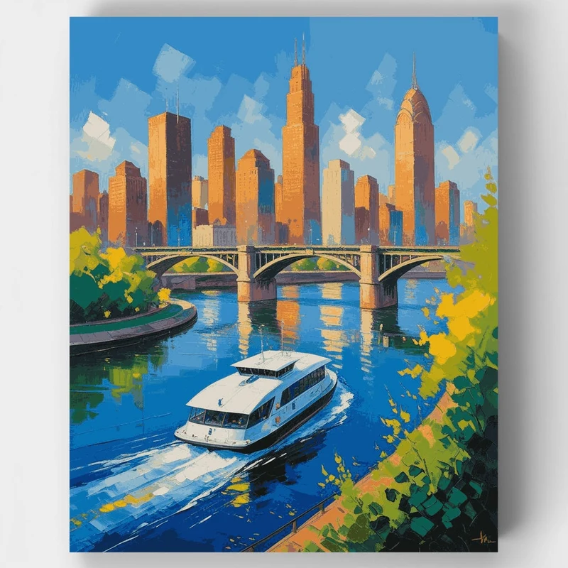Cincinnati Riverfront Skyline - Paint by Numbers Kit