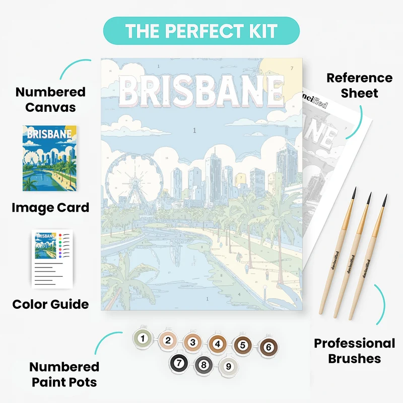 Brisbane Sunny Riverfront Skyline - Paint by Numbers Kit