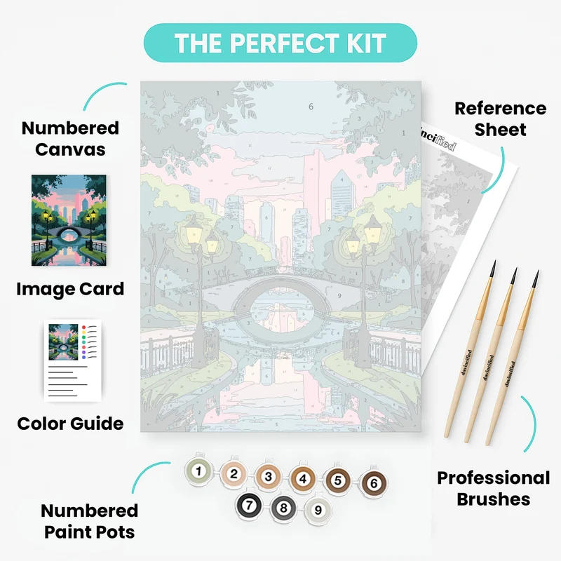 City Park Bridge at Dusk - Paint by Numbers Kit