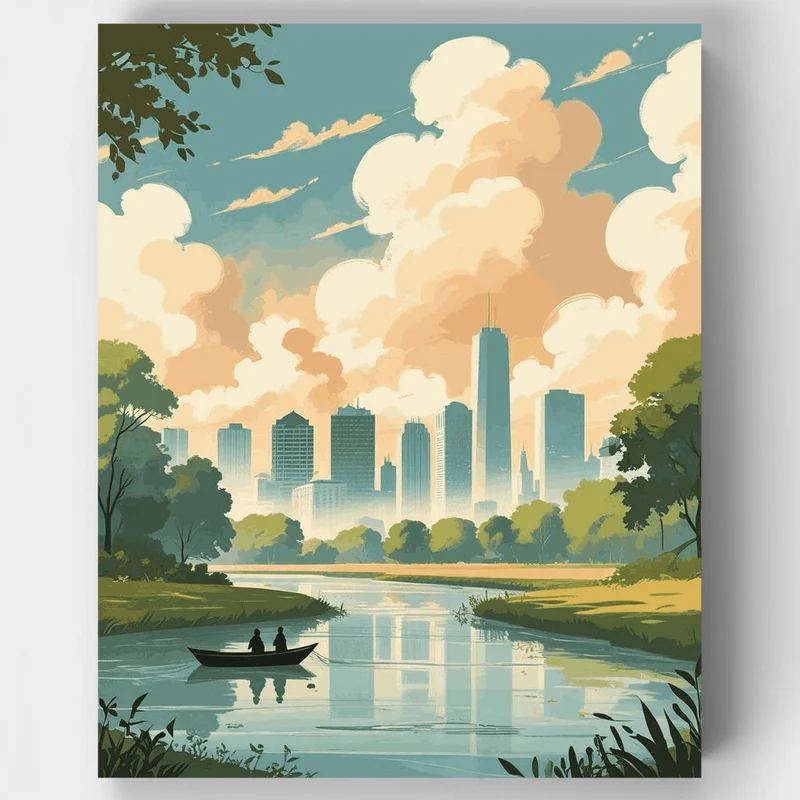 Houston Park Skyline - Paint by Numbers Kit