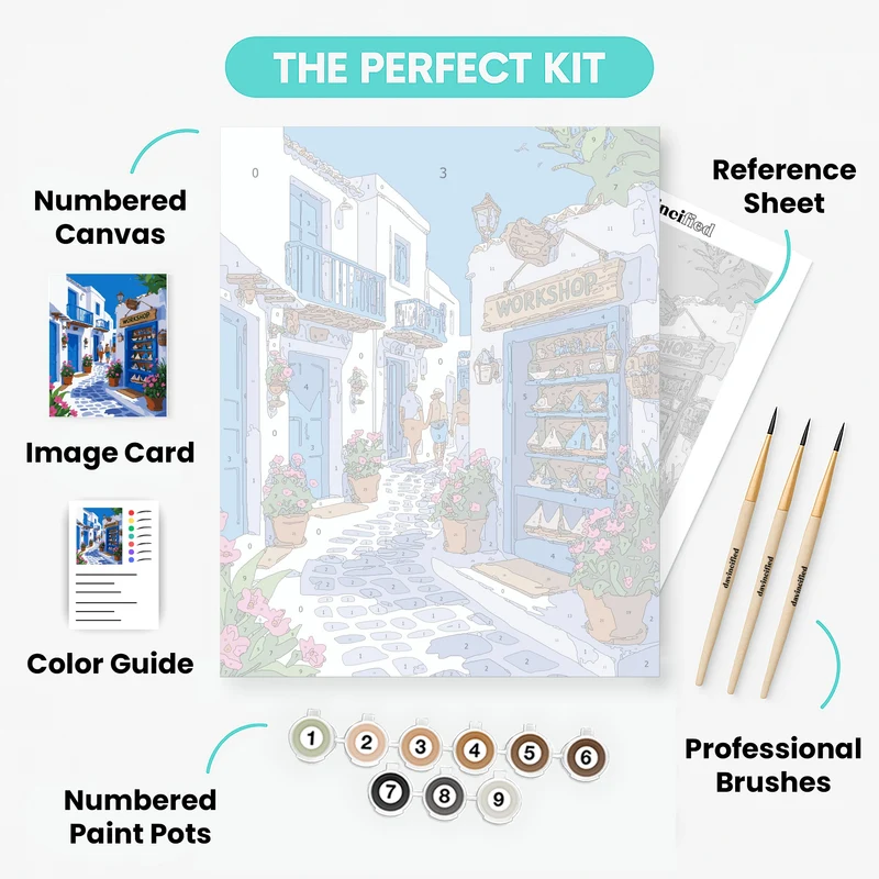 Greek Island Village Workshop - Paint by Numbers Kit