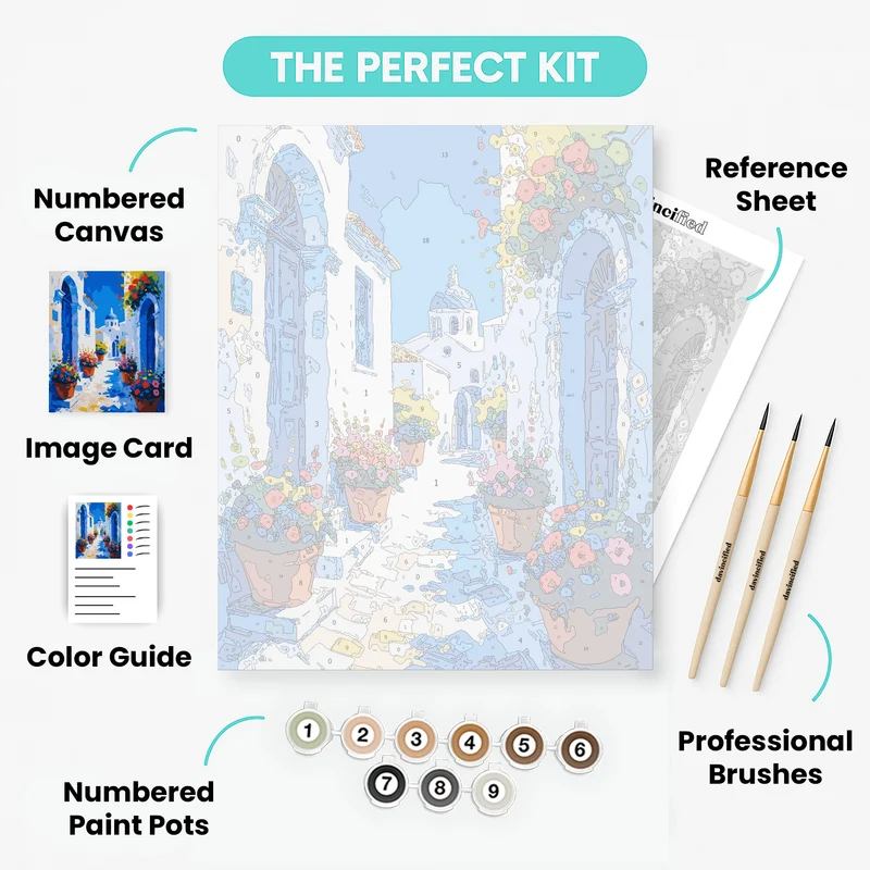 Greek Village Church Pathway - Paint by Numbers Kit