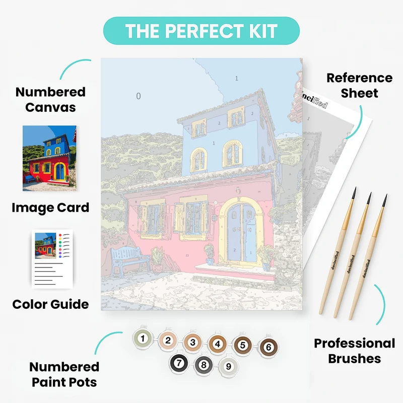 Colorful Mediterranean House - Paint by Numbers Kit