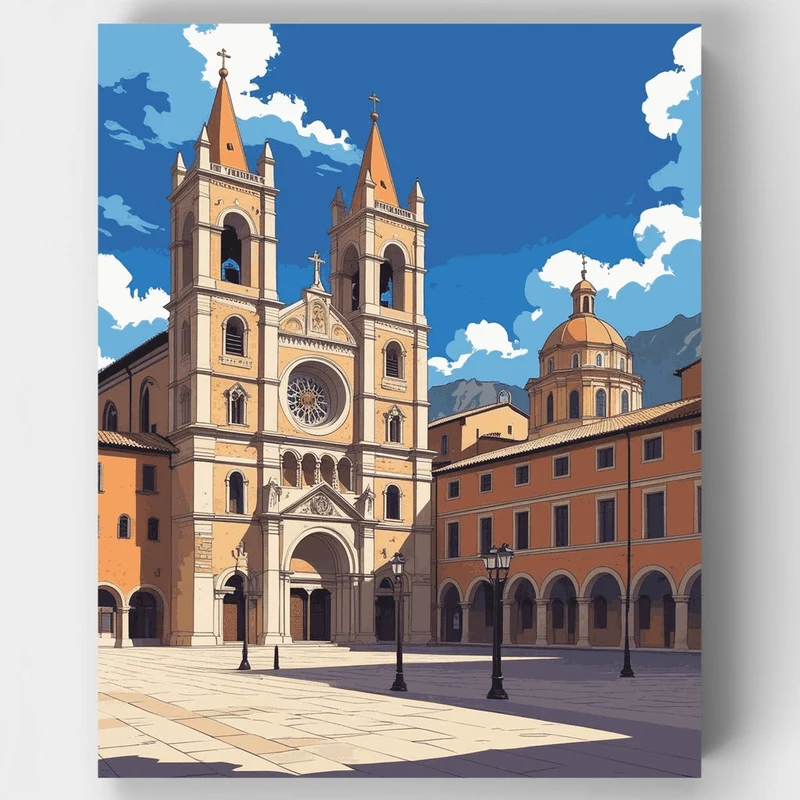 Italian Cathedral Square - Paint by Numbers Kit