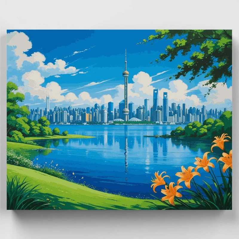 Toronto Skyline from the Islands - Paint by Numbers Kit