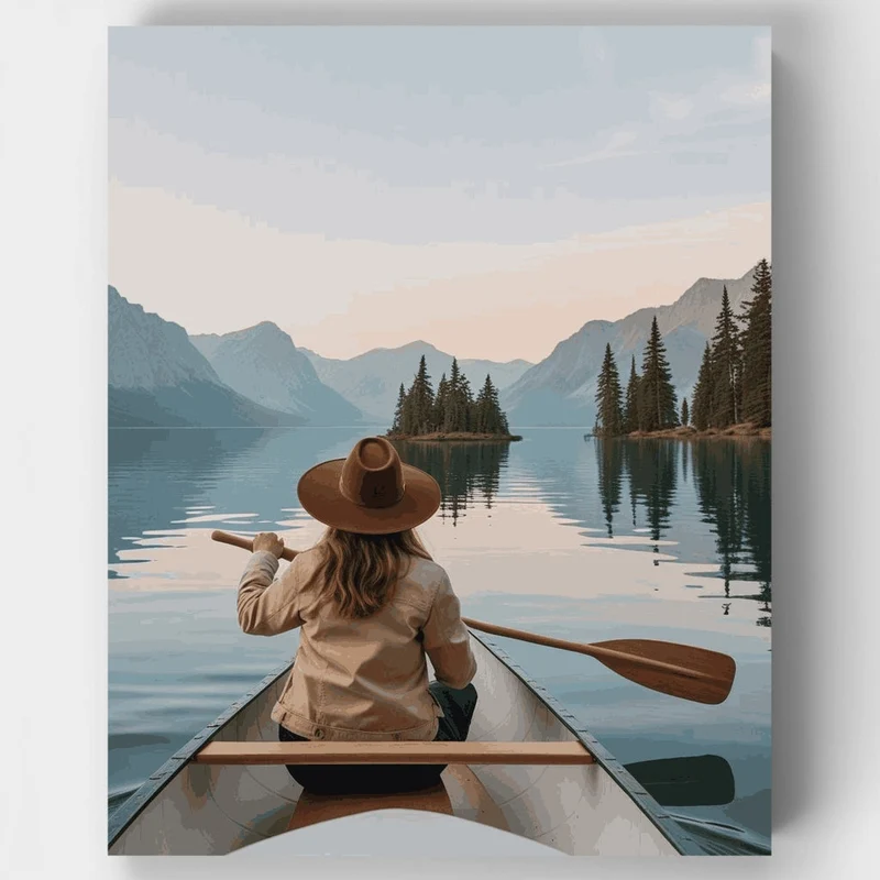 Serene Lake Canoeing Adventure - Paint by Numbers Kit