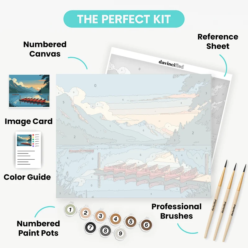 Mountain Lake Canoes - Paint by Numbers Kit