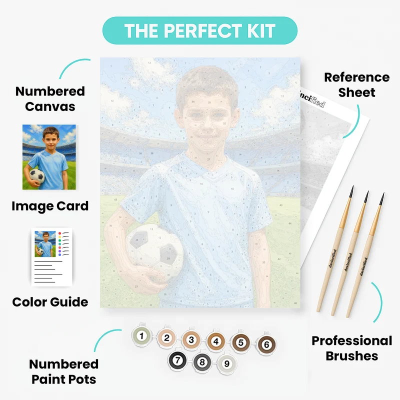Soccer Player Boy - Custom Paint by Numbers Kit