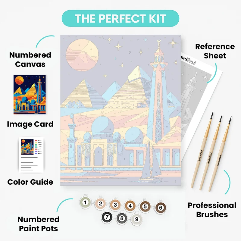 Egyptian Landmarks Under Starry Night - Paint by Numbers Kit
