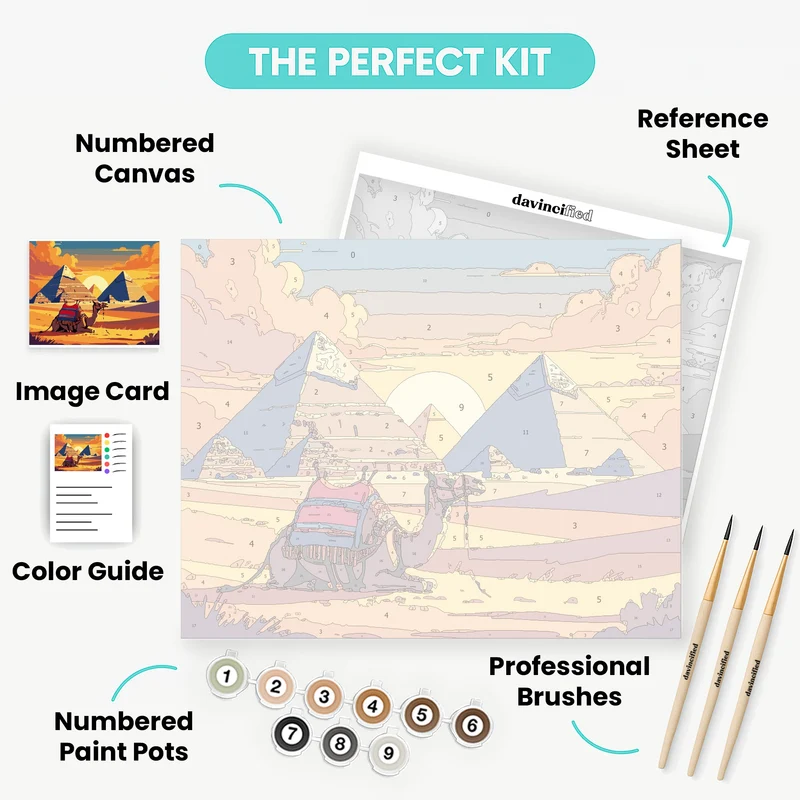 Egyptian Pyramids Desert Sunset - Paint by Numbers Kit