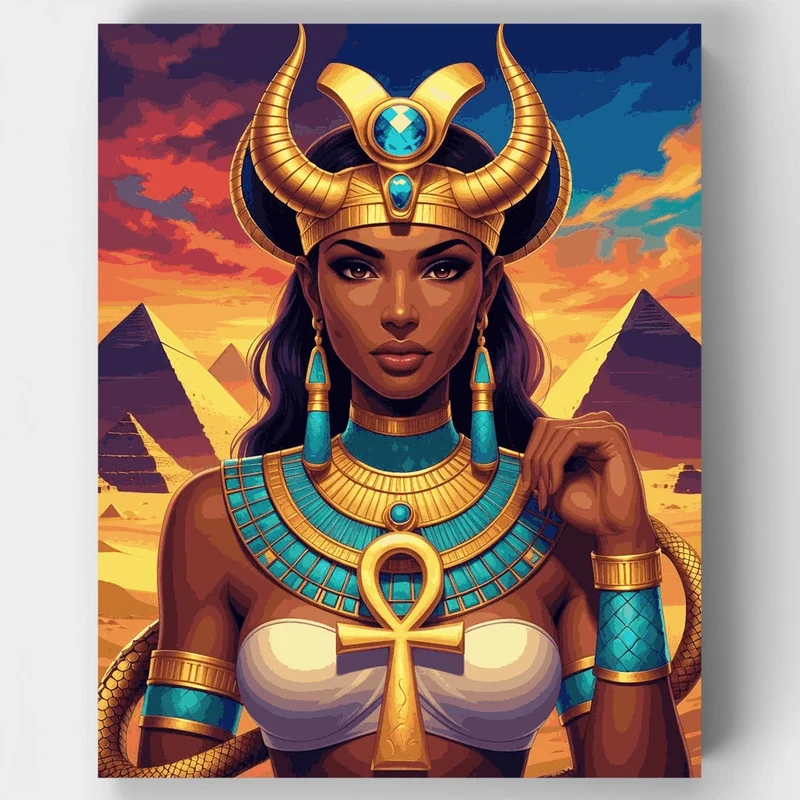 Egyptian Goddess with Golden Headdress - Paint by Numbers Kit