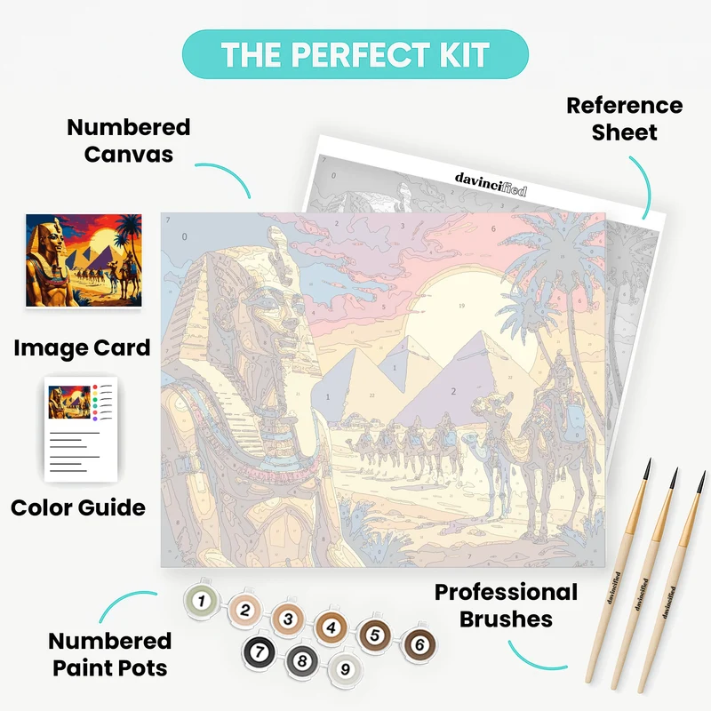 Ancient Egyptian Pharaoh Desert Scene - Paint by Numbers Kit
