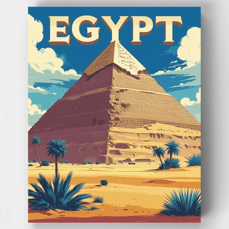Egyptian Pyramid Desert Landscape - Paint by Numbers Kit