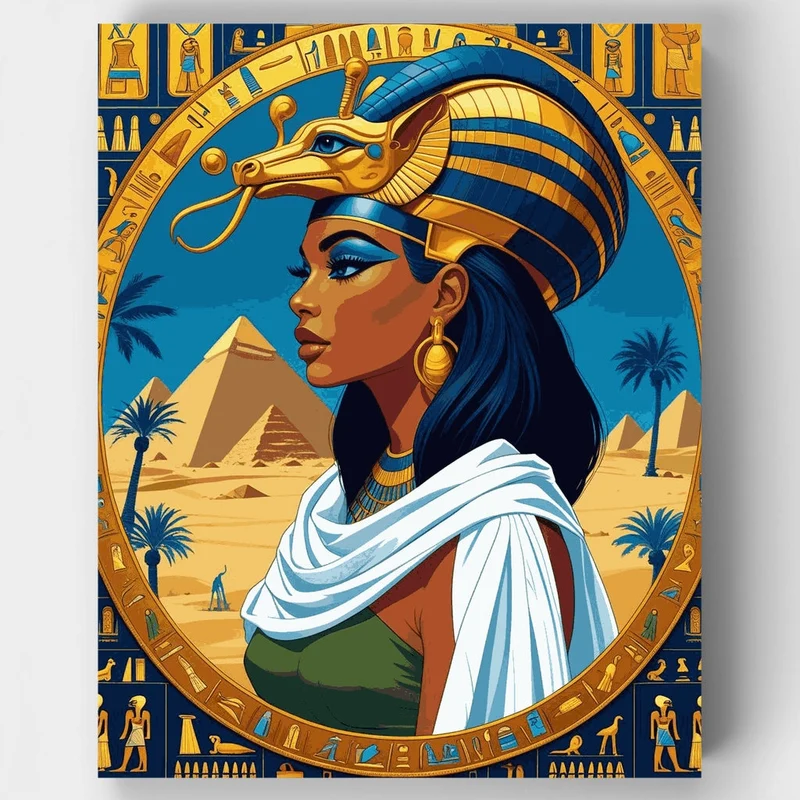Egyptian Queen with Pharaoh Headdress - Paint by Numbers Kit