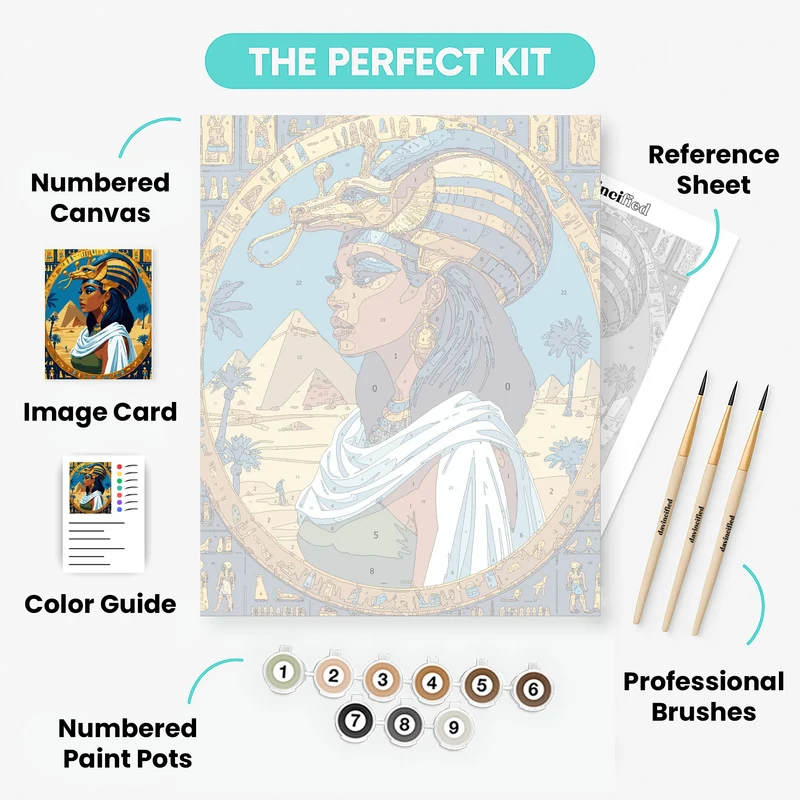 Egyptian Queen with Pharaoh Headdress - Paint by Numbers Kit