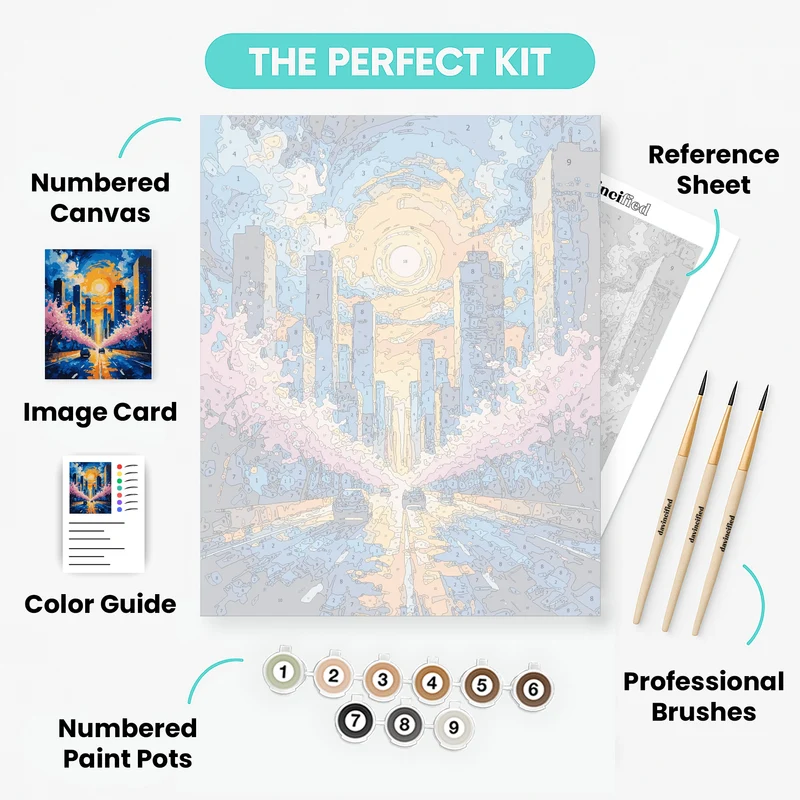 Houston Spring Skyline at Sunset - Paint by Numbers Kit