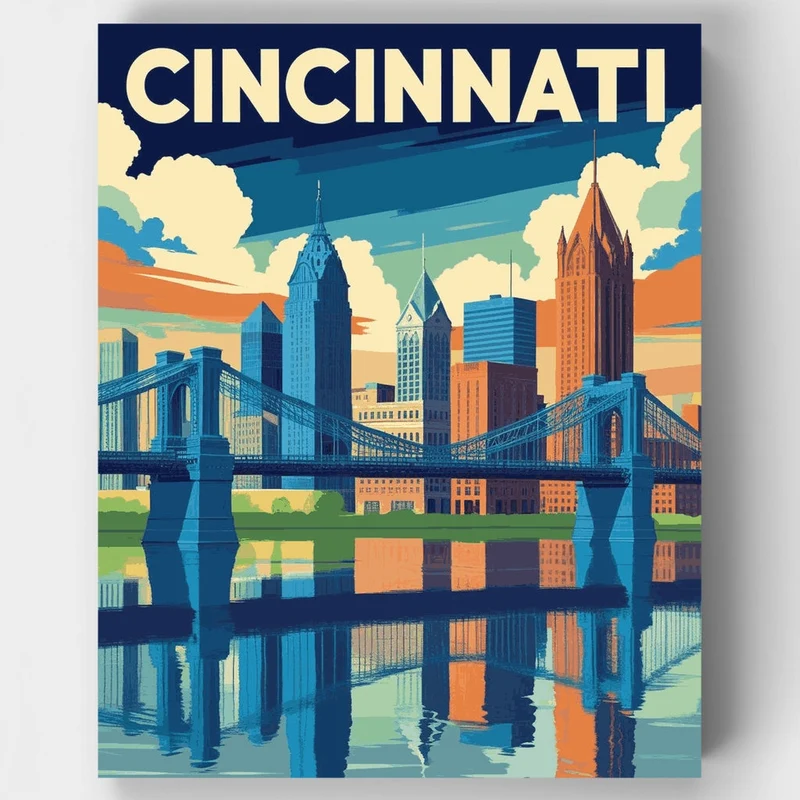 Cincinnati Skyline - Paint by Numbers Kit