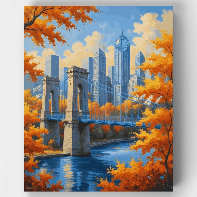 Cincinnati Autumn Bridge - Paint by Numbers Kit