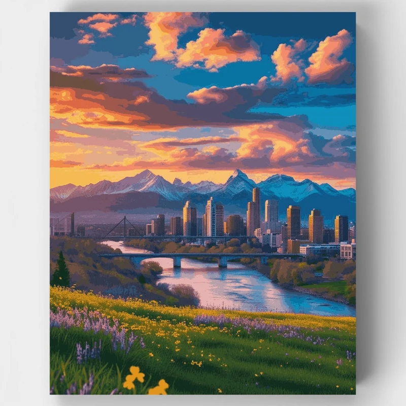 Calgary Sunset Skyline - Paint by Numbers Kit